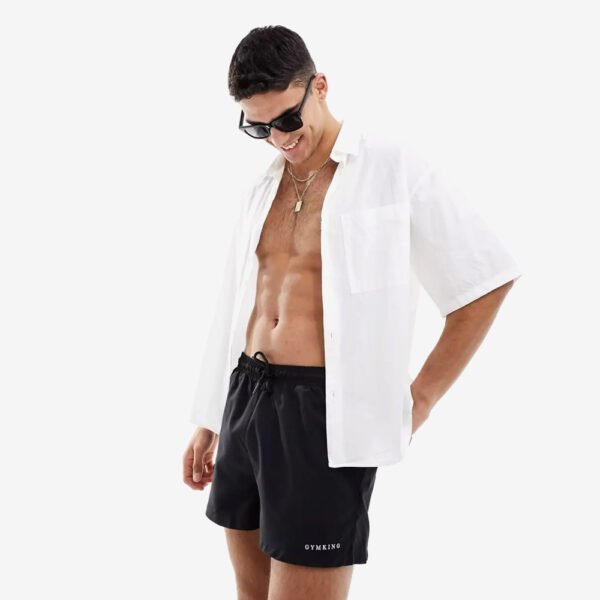 Men's casual shirt white with black shorts